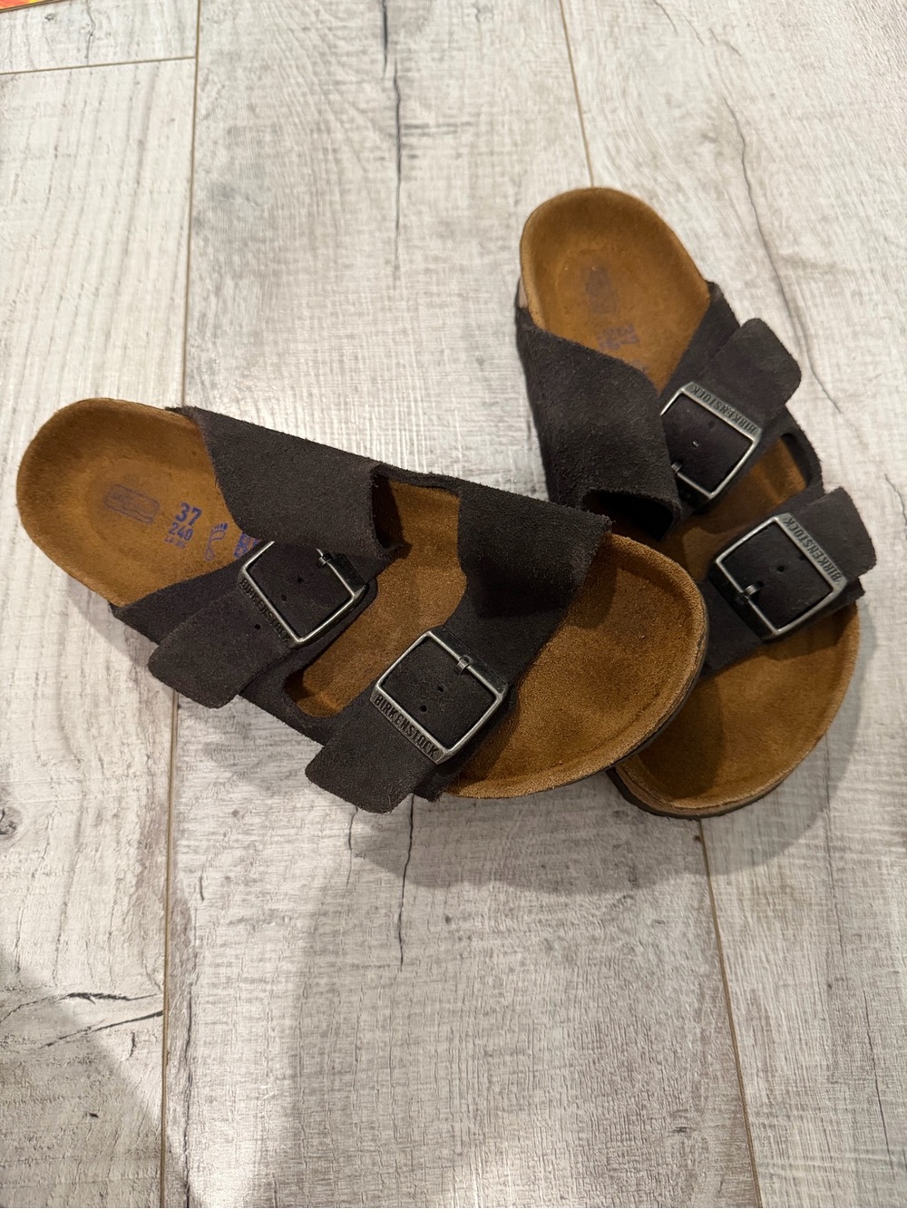 Birkenstock Arizona Black Double-Buckle Suede Slide Sandals